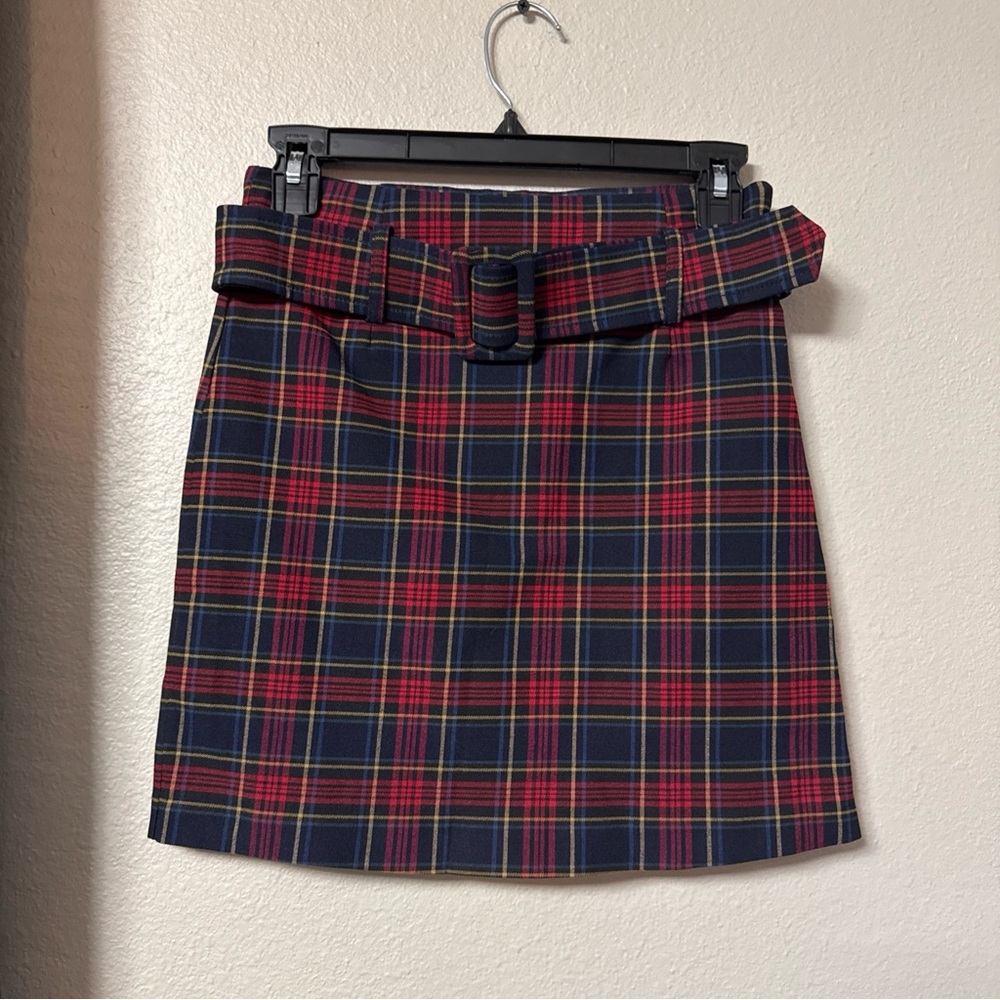 B6/3 HAVE LOS ANGELES Women’s Plaid Mini Skirt With Matching Belt Size Small